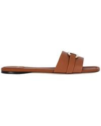 Ferragamo - Calf Leather Slip-On Gancini Sandals - Lyst