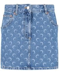Marine Serre - Moon Denim Mini Skirt - Lyst