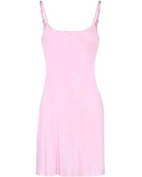 Courreges - Silk Embroidered Logo Mini Dress - Lyst