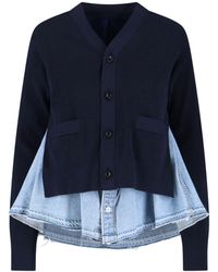 Sacai - Cardigan A Strati - Lyst