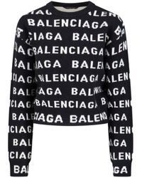 Balenciaga - Allover Logo Wool Jumper - Lyst