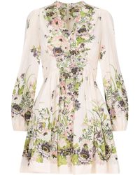 Zimmermann - Floral Print Mini Dress - Lyst