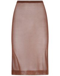 Saint Laurent - Chocolate Silk Skirt - Lyst
