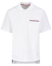 Thom Browne - Tricolor Detail Polo Shirt - Lyst