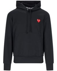 COMME DES GARÇONS PLAY - Heart Patch Hooded Cotton Sweatshirt - Lyst