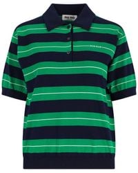 Miu Miu - Polo In Maglia Logo - Lyst