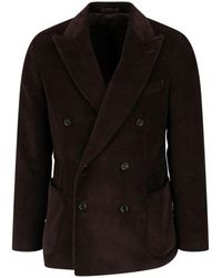Lardini - Double-Breasted Velvet Blazer - Lyst