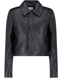 FRAME - Cropped Leather Jacket - Lyst