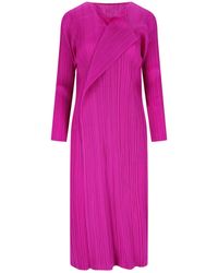 Pleats Please Issey Miyake - Abito Midi Plissettato "Light Wave" - Lyst
