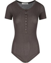 Lemaire - Ribbed Textured Bodysuit With Round Neckline - Lyst