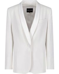 Giorgio Armani - Single-Breasted Silk Blazer With Shawl Collar And Button Closure - Lyst