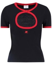 Courreges Bumpy Cut Out T-shirt in Black | Lyst