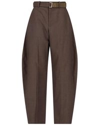 Sacai - Belted High-Waist Wide-Leg Trousers - Lyst