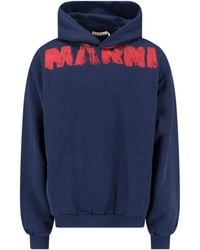 Marni - Hoodie With Distressed Graphic Text - Lyst