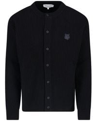 Maison Kitsuné - Fox Emblem Ribbed Cotton Cardigan - Lyst