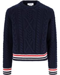 Thom Browne - Cable Knit Virgin Wool Sweater - Lyst