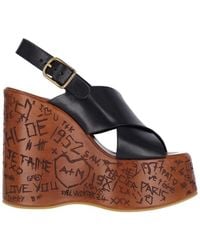 Chloé - 'maxime' Wedge Sandals - Lyst