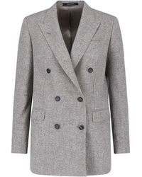 Tagliatore - Double-Breasted Herringbone Wool-Blend Blazer - Lyst