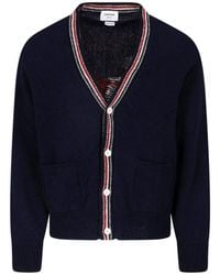 Thom Browne - Striped Trim V-Neck Cardigan - Lyst