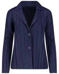 Pleats Please Issey Miyake - Pleated Button-Front Blazer Jacket - Lyst