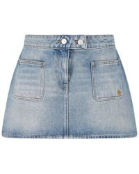 Courreges - Low-Rise Embroidered Mini Denim Skirt - Lyst