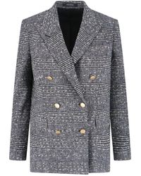 Tagliatore - Tailored Double-Breasted Jacket With Textured Plaid Pattern - Lyst