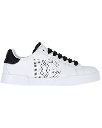 Dolce & Gabbana - Portofino Leather Low-Top Sneakers - Lyst