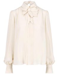 Valentino - Embroidered Crêpe De Chine Shirt - Lyst