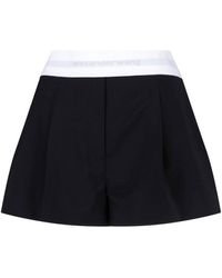 Alexander Wang - High-Waisted Wool Shorts With Elastic Waist - Lyst