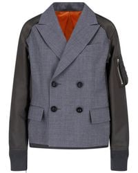 Sacai - Double-Breasted Twill Blazer - Lyst
