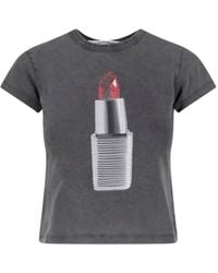 Alexander Wang - Cropped Graphic Lipstick Cotton T-Shirt - Lyst