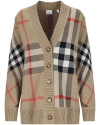 Burberry - Check Knit Cardigan - Lyst