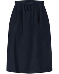 Prada - Chevron Pleated Virgin Wool Midi Skirt - Lyst