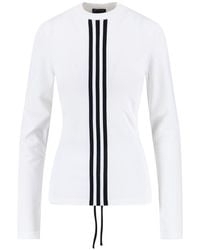 Y-3 - Contrasting Stripe Round Neck Long Sleeve Top - Lyst
