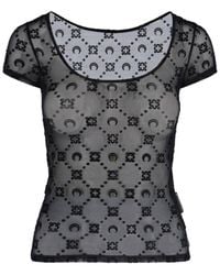 Marine Serre - Form-Fitting Stretch Jersey T-Shirt - Lyst
