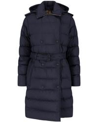 Burberry - Long Quilted Hooded Puffer Coat With Belt - Lyst