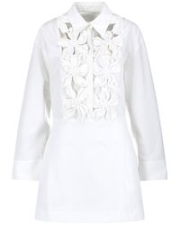Valentino - Compact Poplin Embroidered Short Dress - Lyst