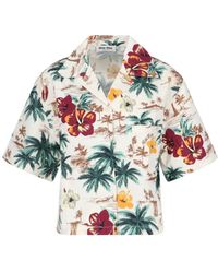Miu Miu - Printed Crop Shirt - Lyst