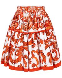 Dolce & Gabbana - Maiolica Print Cotton Skirt - Lyst