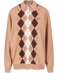 Miu Miu - Maglia In Cashmere Logo - Lyst