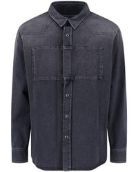 MM6 by Maison Margiela - Denim Shirt With Visible Stitching And Curved Hem - Lyst