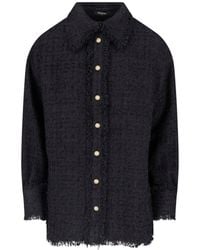 Balmain - Fringe-Trim Tweed Shirt Jacket - Lyst