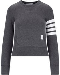 Thom Browne - Crewneck Sweatshirt With Iconic Stripes And Tricolor Tab - Lyst