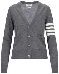 Thom Browne - Cardigan Scollo A V"4-Bar" - Lyst