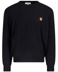 Maison Kitsuné - Fox Head Ribbed Cotton Sweatshirt - Lyst
