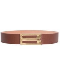 Victoria Beckham - Textured Strap With Polished-Tone Buckle Belt - Lyst