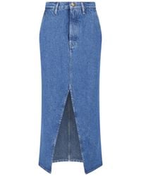 Jil Sander - Midi Front Slit Denim Skirt - Lyst