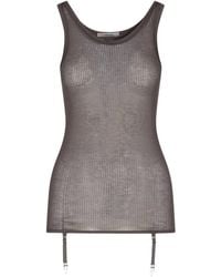 Lemaire - Tank Top A Coste Con Reggicalze - Lyst