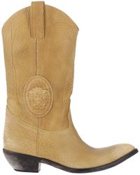 Versace - Tan Mid-Calf Pointed Toe Boots - Lyst