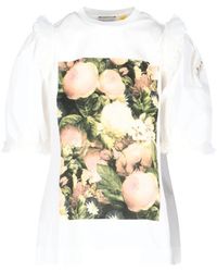 4 MONCLER SIMONE ROCHA Front Floral Print T-shirt - Multicolor